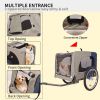 Tangkula Dog Bike Trailer, Breathable Mesh Dog Cart with 3 Entrances, Safety Flag, 8 Reflectors, Folding Pet Carrier Wagon with 20 Inch Wheels