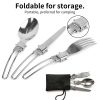 Camping Fork Spoon Knife Outdoor Tableware Foldable Ultralight Stainless Steel