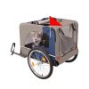 Tangkula Dog Bike Trailer, Breathable Mesh Dog Cart with 3 Entrances, Safety Flag, 8 Reflectors, Folding Pet Carrier Wagon with 20 Inch Wheels