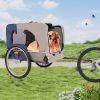 Tangkula Dog Bike Trailer, Breathable Mesh Dog Cart with 3 Entrances, Safety Flag, 8 Reflectors, Folding Pet Carrier Wagon with 20 Inch Wheels