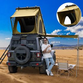 Explorer Plus Rooftop Tent Hardshell with Side Awning, Air Flow Outlet with Bracket, Luggage Racks & Replaceable Netting Rain Curtain (Color: Desert Khaki)