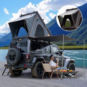 Explorer Plus Rooftop Tent Hardshell with Side Awning, Air Flow Outlet with Bracket, Luggage Racks & Replaceable Netting Rain Curtain (Color: Black Gray)