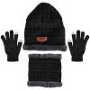 Winter Knitted Hat Scarf Gloves 3Pcs Winter Warm Beanie and Touch Screen Gloves Scarf Set Knit Beanie Skull Cap Neck Warmer Mittens for Men Women