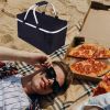 30L Insulated Picnic Basket Cooler Collapsible Food Delivery Storage Bag Grocery Market Basket Heat & Cool Insulation w/ Aluminum Handles