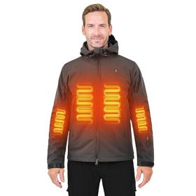 Heated Jacket For Men ANTARCTICA GEAR Winter Coat With 12V 16000mAh Battery Pack, Soft Shell Heating Hood Jacket (Option: Grey-S)